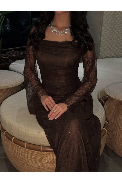 Viola Soft mocha lace dress