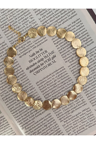 Store Sıralı Yuvarlak Plaka Choker Kolye