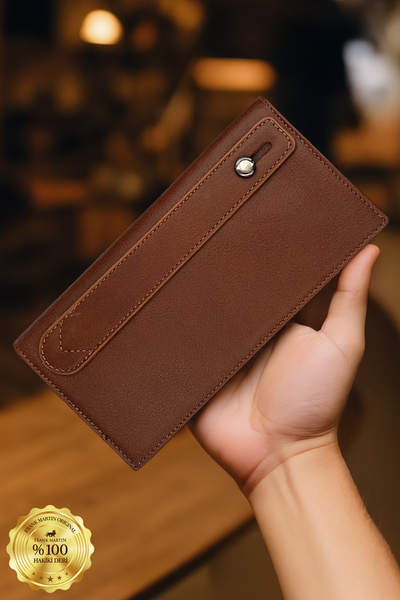 Frank Martin Petra Genuine Tan Wallet with Phone Compartment and Magnetic Hand Grip