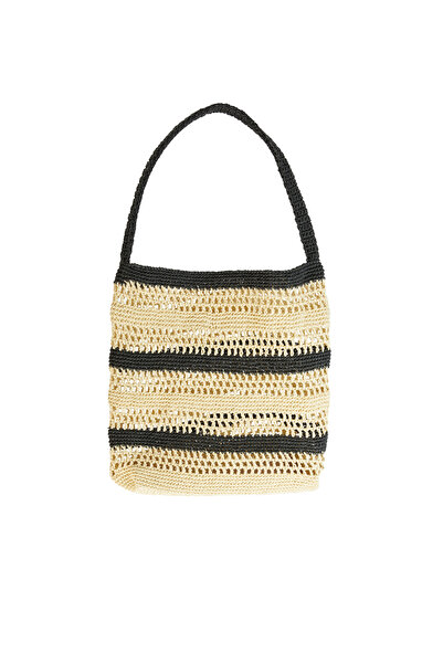 Network Siyah Bej Kadın Kağıt Hasır Çanta