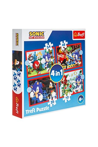 MYONNA IT & E- COMMERCE Trefl Sonic The Hedgehog 4-in-1 Puzzle Set, Multicolor, 35/48/54/70 Pieces, Ages 4+