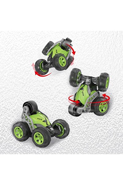 MYONNA IT & E- COMMERCE RC Remote Control Stunt Car, 360° Flip, Green, Translucent Wheels, LED Lights