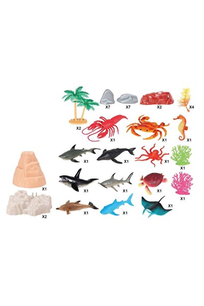 MYONNA IT & E- COMMERCE Sea Animal Figurine Set, 40 Pieces, Multicolor, Plastic, 3+ Years - MYONNA