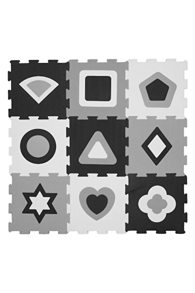 MYONNA IT & E- COMMERCE Puzzle de podea - model geometric, 9 piese, spumă, alb-negru, 32x32cm