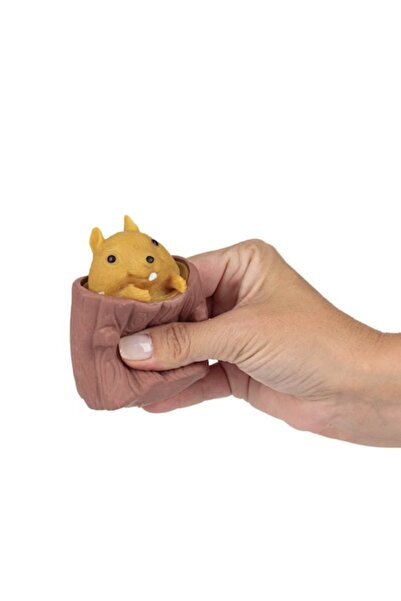 SHOPIENS Jucarie Anti-Stress Pop Up, Model Buturuga cu Veverita, Maro, Silico...