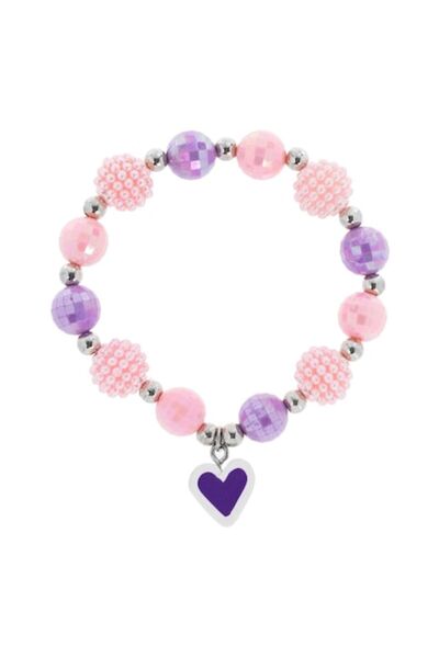 SHOPIENS Bratara Copii, Margele Multicolor, Pandantiv Inimioara Fimo, Elastica, MYONNA IT & E- COMMERCE ®