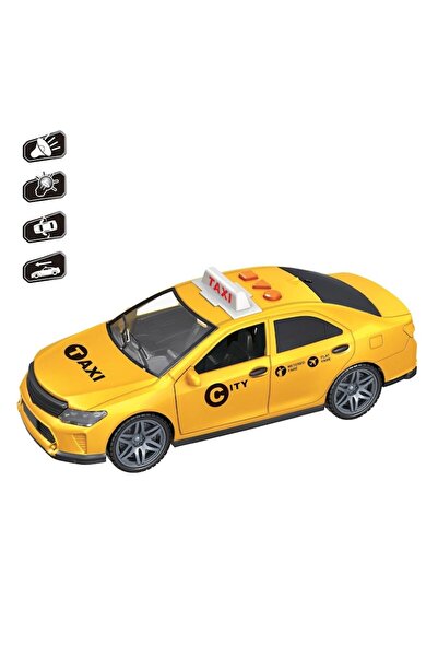 MYONNA IT & E- COMMERCE Toy Taxi Car, Yellow, Lights & Sounds, Opening Doors, Battery Operated