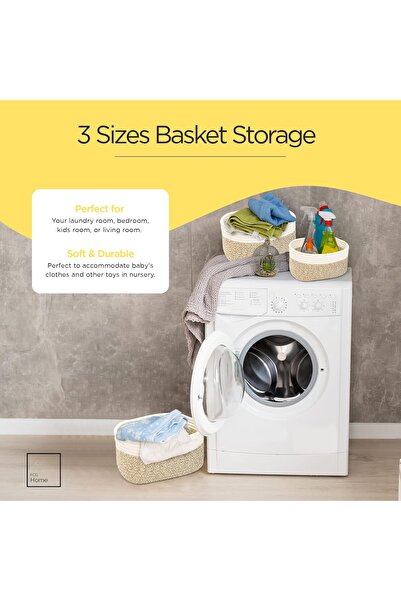 Generic Cotton Rope Storage Baskets | Set of Three, Premium Quality, Durable, Lightweight