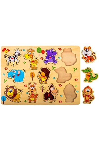 OEM Wooden Puzzle, Jungle Animals, 11 Pieces, 30x22 cm, Multicolor
