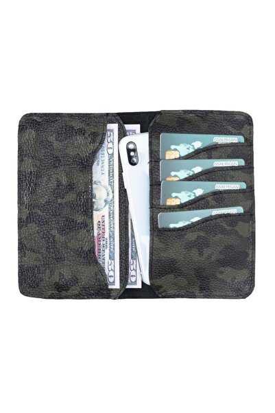 GP IGUANA Leony 6.1 Inch Compatible Leather Card Holder Case Camouflage Green