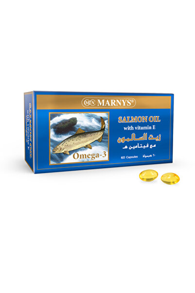 Marnys Omega 3 - 60 Capsules Salmon Oil with Vitamin E - 500 mg Fish Oil