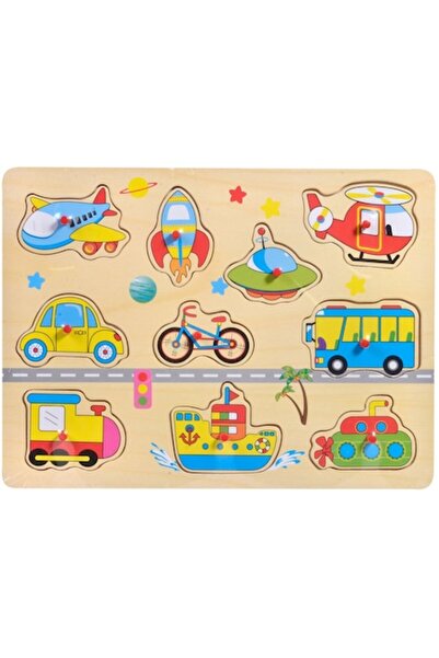 MYONNA IT & E- COMMERCE Wooden Educational Puzzle, Transport Vehicles, Multicolor, 30x22 cm, 10 Pieces