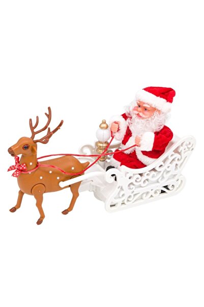 MYONNA IT & E- COMMERCE Interactive Christmas Toy - Santa with Sleigh and Reindeer, 30 cm, Multicolor