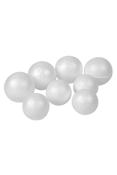 SHOPIENS Set of Decorative Balls, 8 Pieces Model, White Color, Foam Material, Diameter 4.5-6 cm, MYONNA IT &