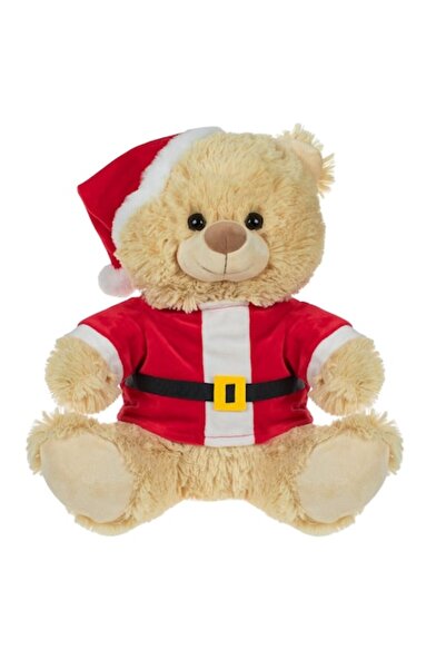 MYONNA IT & E- COMMERCE Christmas Plush Teddy Bear 40 cm, Ecru, Santa Costume