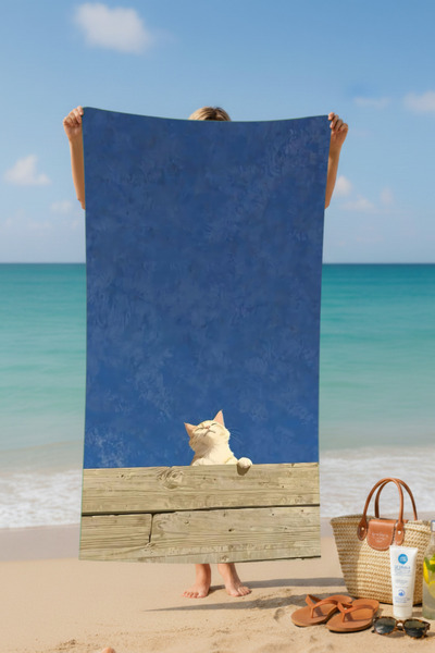 BETHA Cat Patterned Cotton Beach Towel – Patterned Design – 75X150 cm 12102555