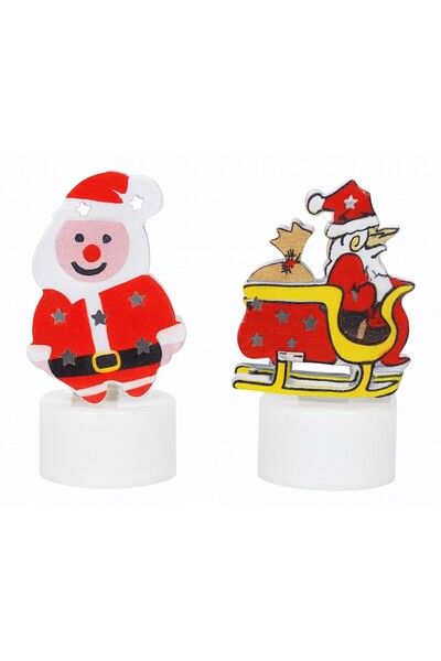 OEM Set 2 decoratiuni luminoase LED, Forma de Mos Craciun, Baterii incluse, Ideala pentru decoratiuni, a