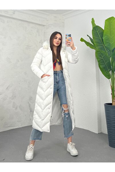 Fashionbox Women's Memory Fabric Fur Long Puffer Vest 25112