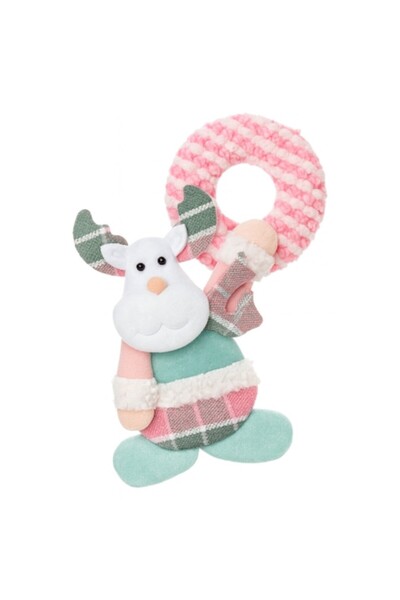 OEM Decorațiune de Crăciun pentru brad, ușă, fereastră, cu inel de agățare, model ren, textil, 20 x 16 cm