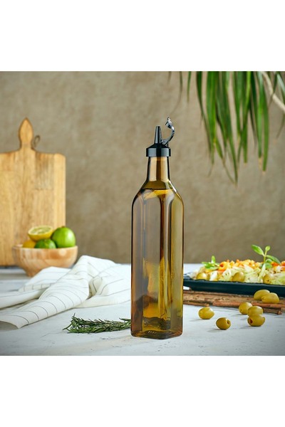 Mons وعاء زيت زجاجي سعة 500 مل مع غطاء صحي زجاجي طراز C-00406