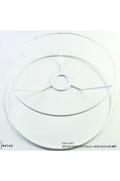 shop Abajur & Avize Teli 2’li Set 47 cm BEYAZ | E27 Uyumlu Boş Halka | Silind...