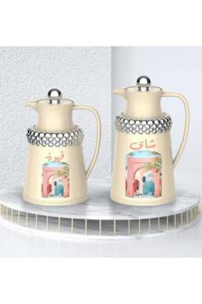 AL OSTORAH Legend Silver Tea and Coffee Thermos Set 0.7+1 Liter