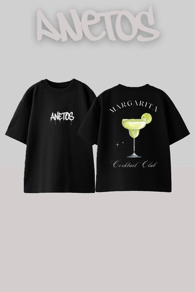 Anetos Margarita Cocktail Clup Design Spate cu imprimeu Bumbac Negru supradim...
