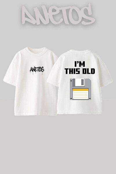 Anetos Casetă 1 Design Spate cu imprimeu Bumbac Alb supradimensionat tricou