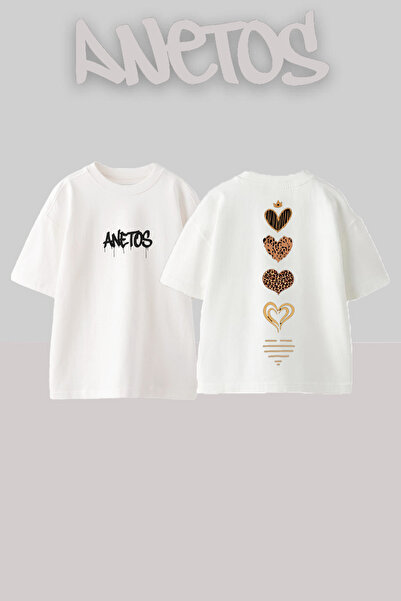 Anetos Μπλουζάκι Lovers 1 Design Back με τύπωμα Cotton White oversized