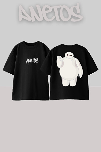 Anetos Design alb cu caracter adorabil Spate cu imprimeu Bumbac Negru supradi...