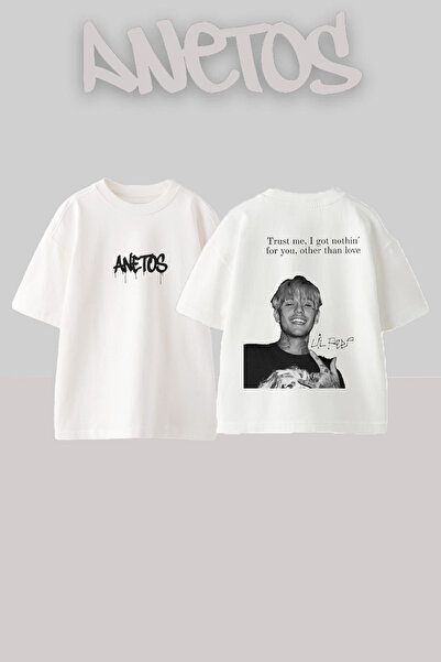 Anetos Nuts Design Spate cu imprimeu Bumbac Alb supradimensionat tricou