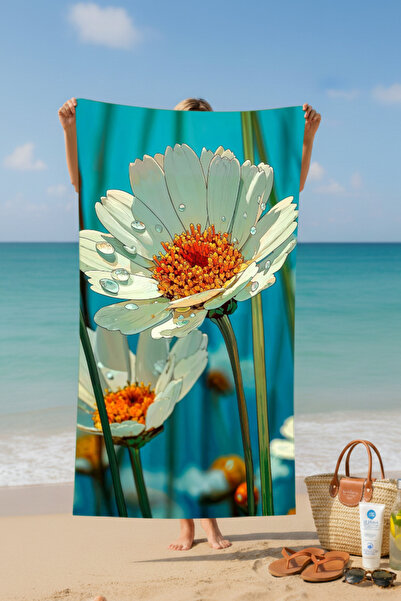 BETHA Daisy Patterned Cotton Beach Towel – Patterned Design – 75X150 cm 121025
