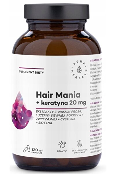 Other Aura Herbals Hair Mania + Keratina 20 mg BIOTINĂ PĂR CU URZICĂ 120 capsule