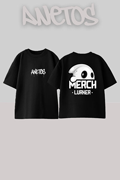 Anetos Merch Luker Design Back Printed Cotton Black Oversize T-Shirt