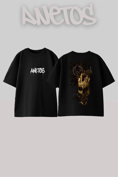 Anetos Ad Dc 8 Design Rucsac cu imprimeu Bumbac Negru supradimensionat tricou