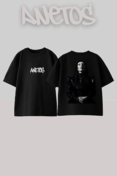 Anetos تي شيرت ليدي غاغا 5 بتصميم مطبوع على الظهر من القطن باللون الأسود مقاس...