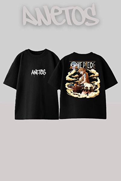 Anetos Μπλουζάκι One Piece Namı Tasarım Σπίτι με τύπωμα από βαμβάκι Μαύρο ove...