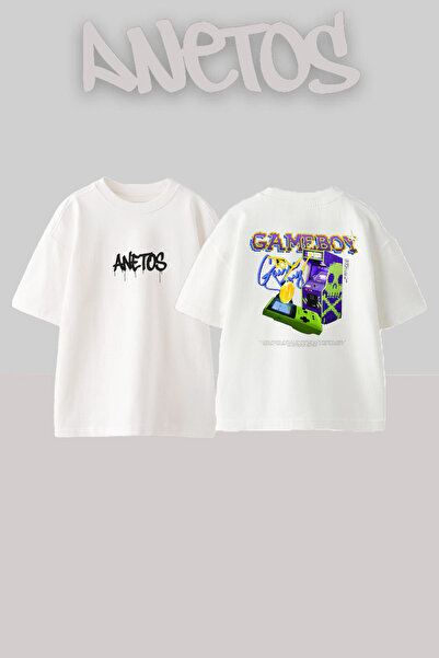 Anetos Μπλουζάκι Game Bot Design Back με τύπωμα Cotton White oversized