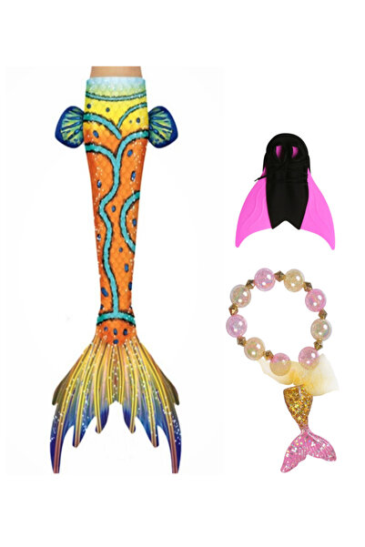 THK Set 3 piese costum sirenă prințesa Ariel THK®, coadă de sirenă, brățară ș...