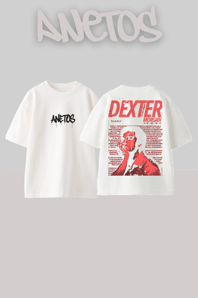 Anetos Μπλουζάκι Dexter 15 Design Back με τύπωμα Cotton White oversized