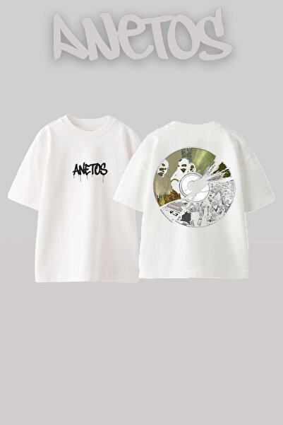 Anetos تي شيرت كيندريك لامار 1 من القطن الأبيض ذو تصميم مطبوع على الظهر