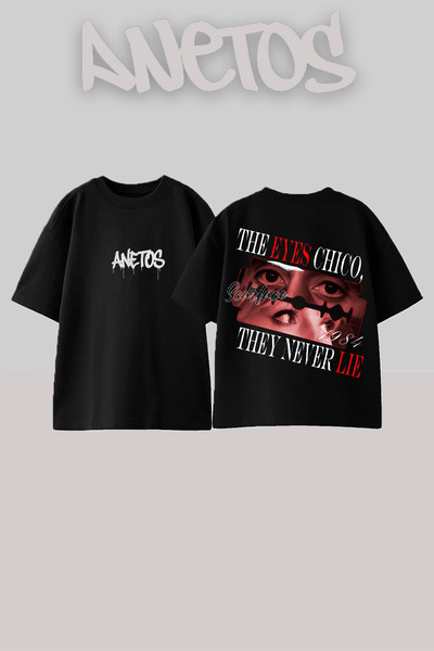 Anetos Tricou oversize negru din bumbac imprimat pe spate Scarface 7 Design