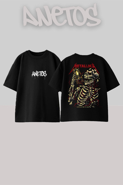 Anetos Μπλουζάκι Metallica 22 Design Back με τύπωμα Βαμβακερό Μαύρο oversized