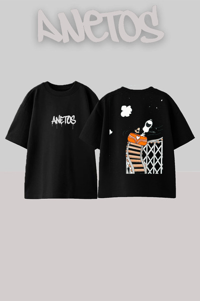 Anetos Fast Trendekı Rucsac cu design Pisici cu imprimeu Bumbac Negru supradi...