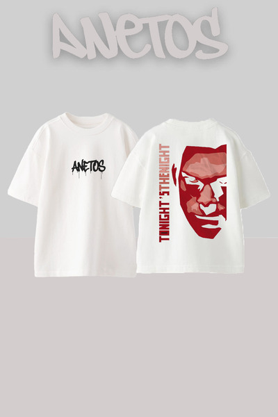 Anetos Tricou oversize alb din bumbac cu imprimeu pe spate Dexter 5 Design