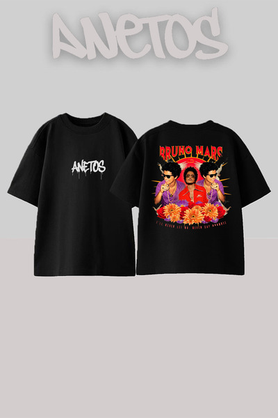 Anetos Bruno Mars 16 Design Rucsac cu imprimeu Bumbac Negru supradimensionat ...