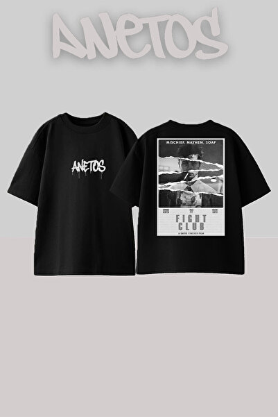 Anetos Μπλουζάκι Fight Club με σχέδιο αφίσας στο πίσω μέρος με τύπωμα βαμβακε...