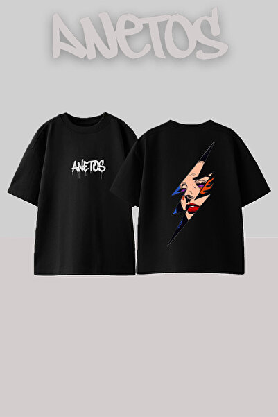 Anetos Rucsac de design pentru femei Simşek cu imprimeu Bumbac Negru supradim...