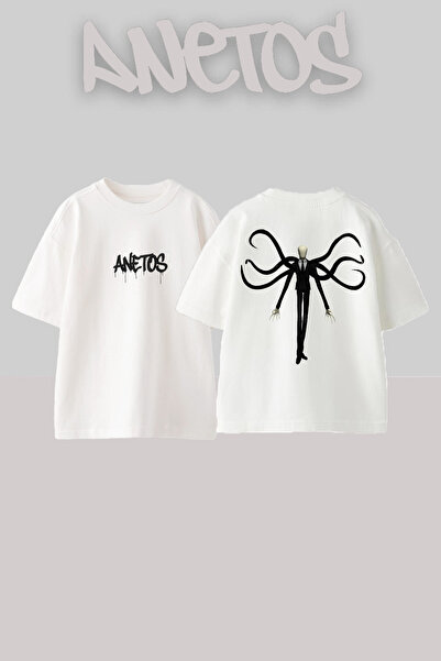 Anetos Μπλουζάκι Slenderman 2 Design Back με τύπωμα Cotton White oversized