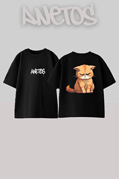 Anetos Rucsac cu design limitat de pisici cu imprimeu Bumbac Negru supradimen...